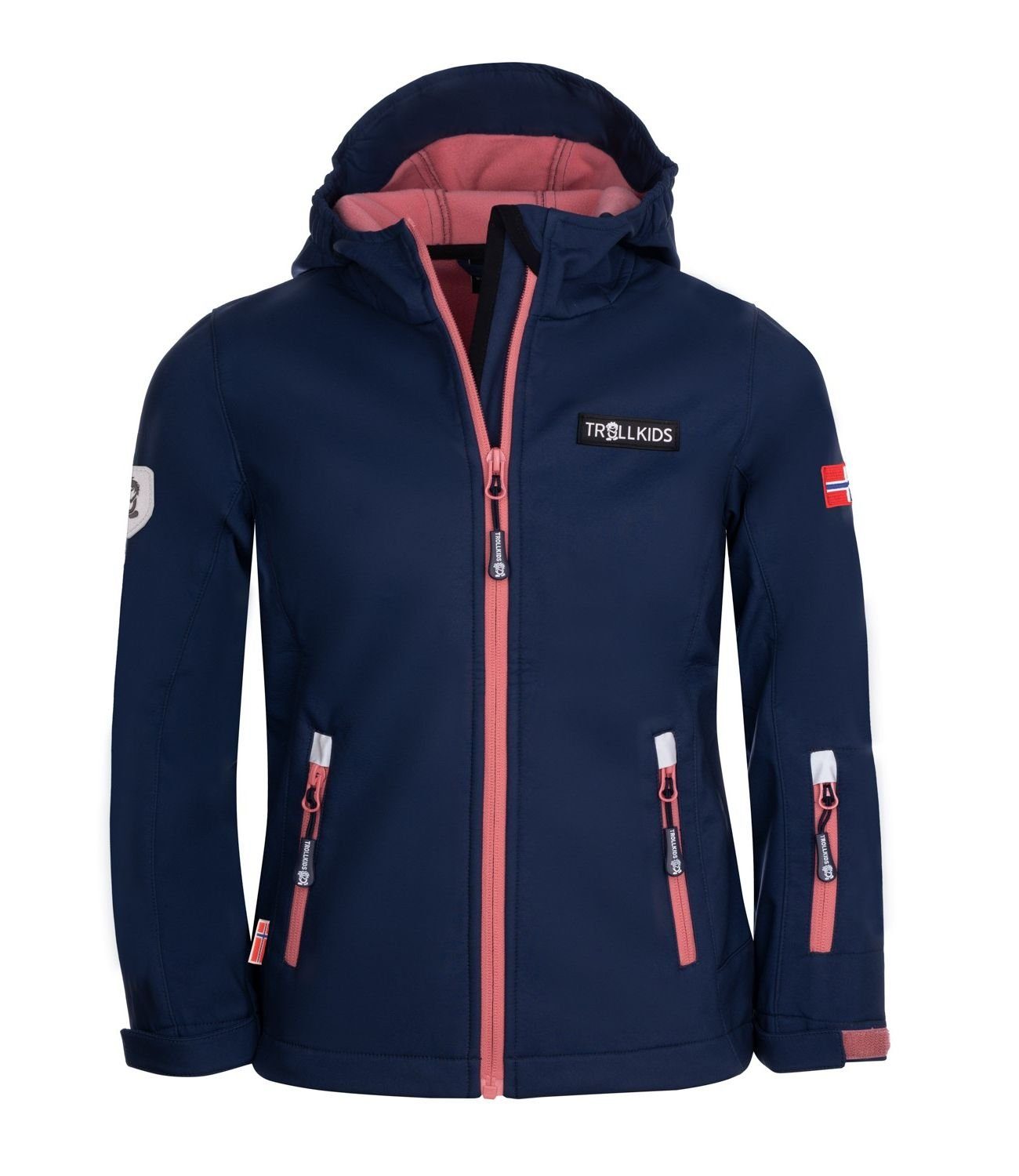 Wasserabweisend Softshelljacke Marineblau/Rosa TROLLKIDS Oslofjord