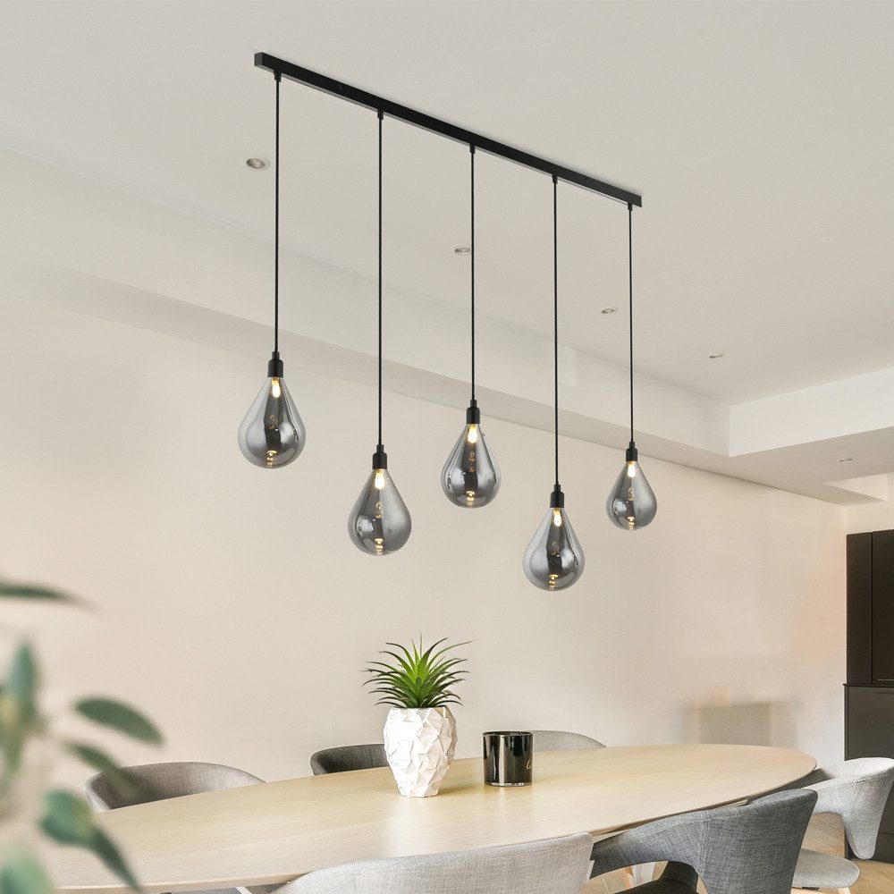 HOME DELUXE Hängeleuchte CELIA - 	 5-flammig, ohne Leuchtmittel, Lampenschirm aus Glas, Hängelampe, Pendelleuchte für den Essbereich