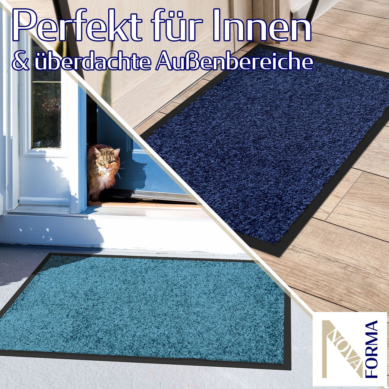 Nova Forma Fußmatte BRIGHT, Premium Fußmatte für Innenbereich, Flur, Haustür, Eingangsbereich