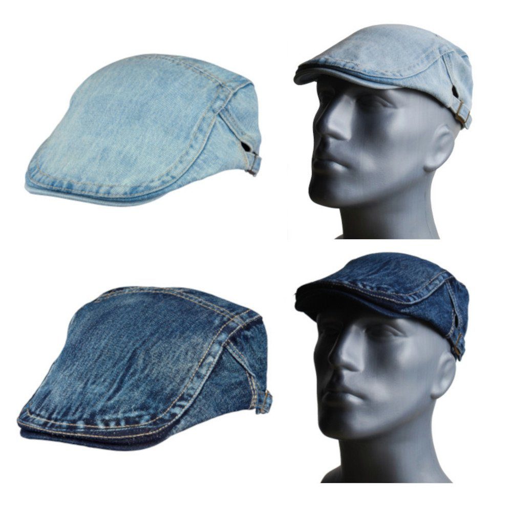 Cool4 Flat Cap Schiebermütze DENIM Jeans Verstellbar