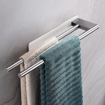 Rnemitery Doppelhandtuchhalter Doppelt Handtuchstange Selbstklebend Wandmontage für Badezimmer Küche