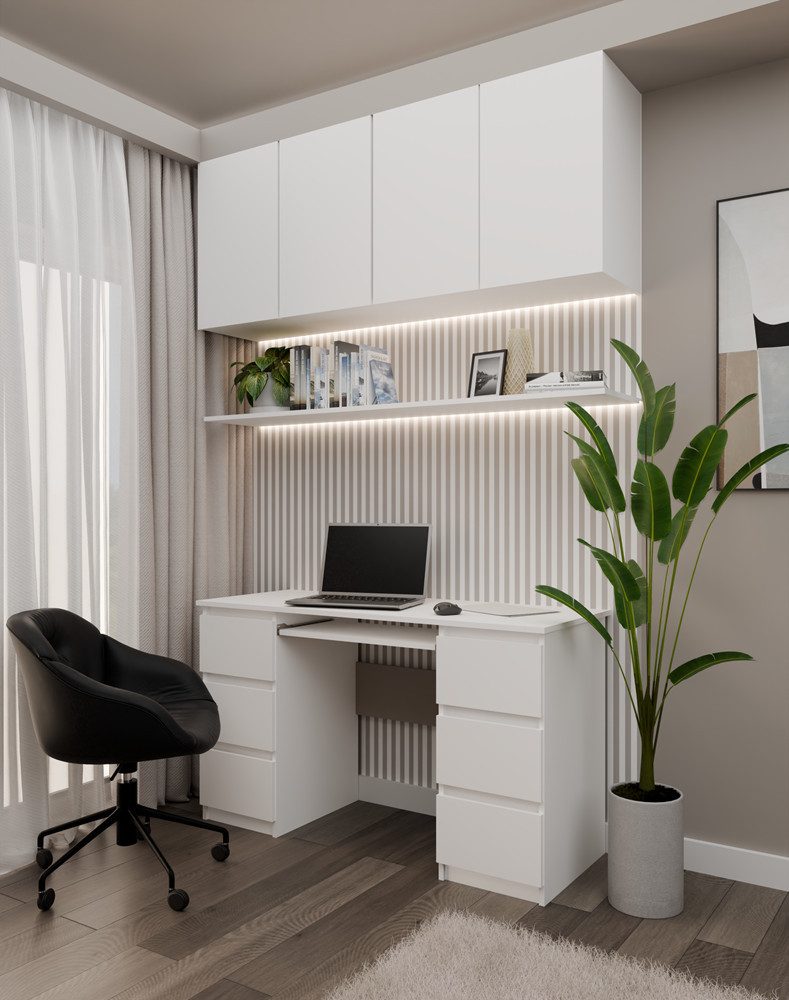 Raumhirsch Furniture Schreibtisch mit Tastaturauszug, Bürotisch, BüroBürotisch (Maße 130 x 76 x 51 cm, universell nutzbar), Modernes Design, Robuste Konstruktion