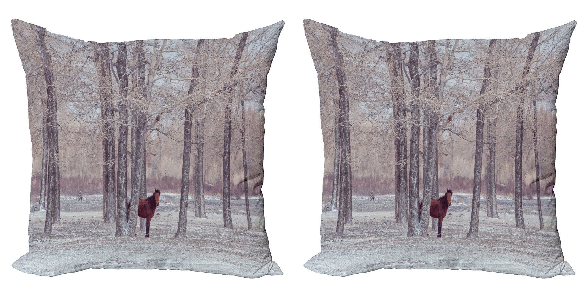Kissenbezüge Modern Accent Doppelseitiger (2 Stück), Digitaldruck, Pferdewald Stände Reiter Abakuhaus