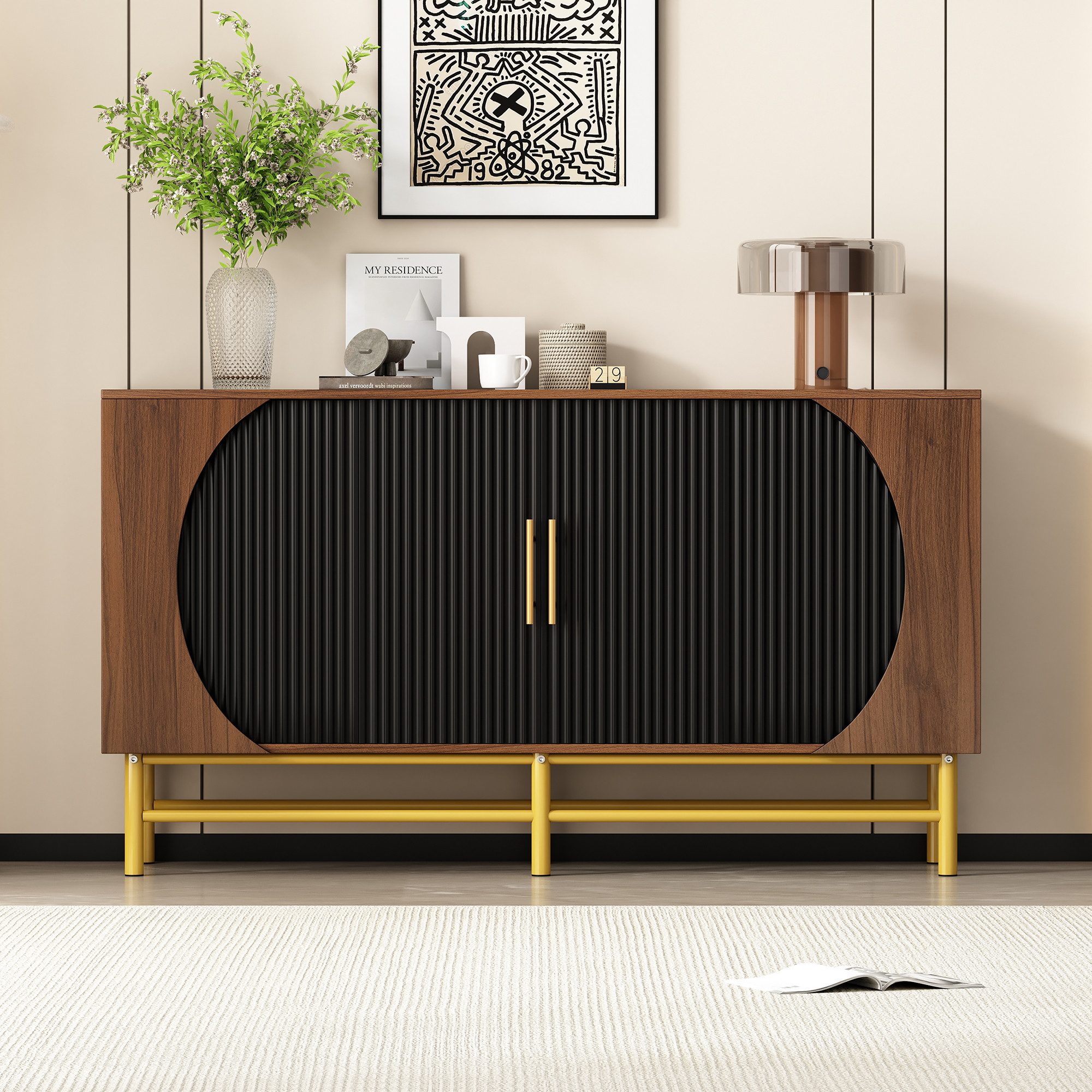 HAUSS SPOLE Sideboard Wohnzimmerschrank Walnut mit günstig online kaufen