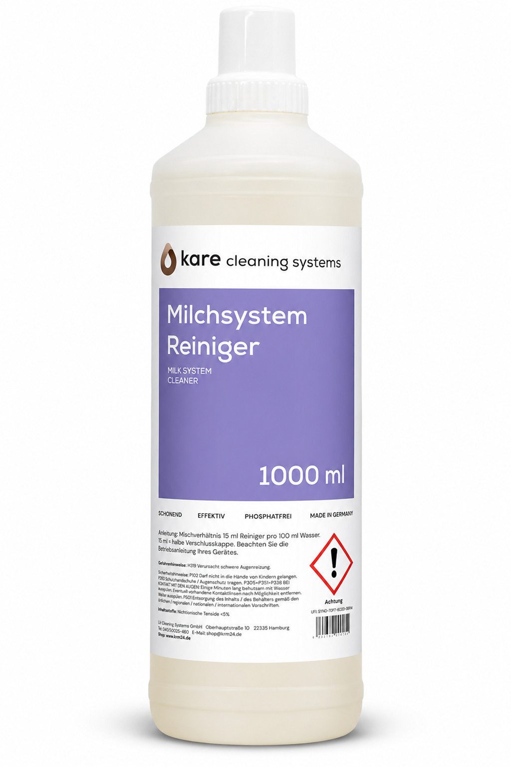 Kare Milchsystem-Reiniger (1 Liter bis zu 65 Anwendungen, phosphatfrei, Made in Germany)