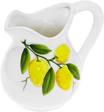Lashuma Wasserkrug Zitrone, (1-tlg., ca. 13,5 cm (500 ml), weißes Milchkännchen aus Keramik mit Zitronen Relief