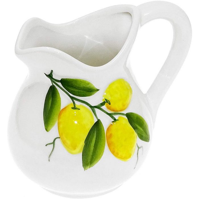 Lashuma Wasserkrug Zitrone (1-tlg. ca. 13 5 cm (500 ml) weißes Milchkännchen aus Keramik mit Zitronen Relief