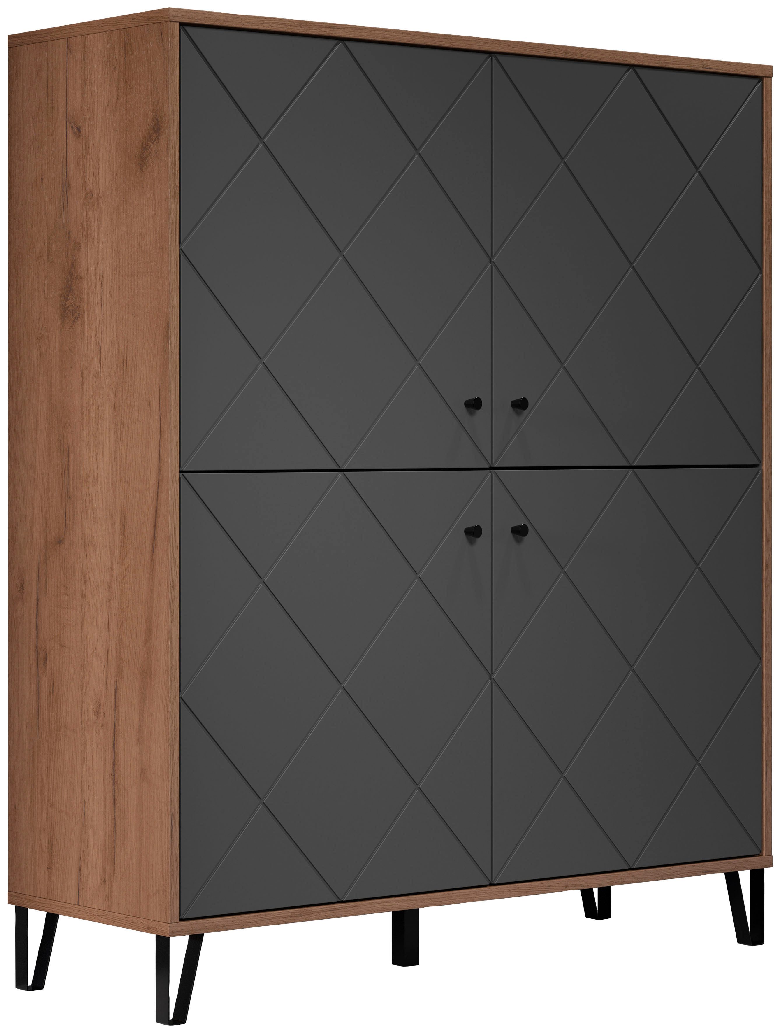 Home affaire Highboard Molveno (1 St), Highboard mit 4 Türen & Soft-Close - (B/T/H) 123/40/136 cm