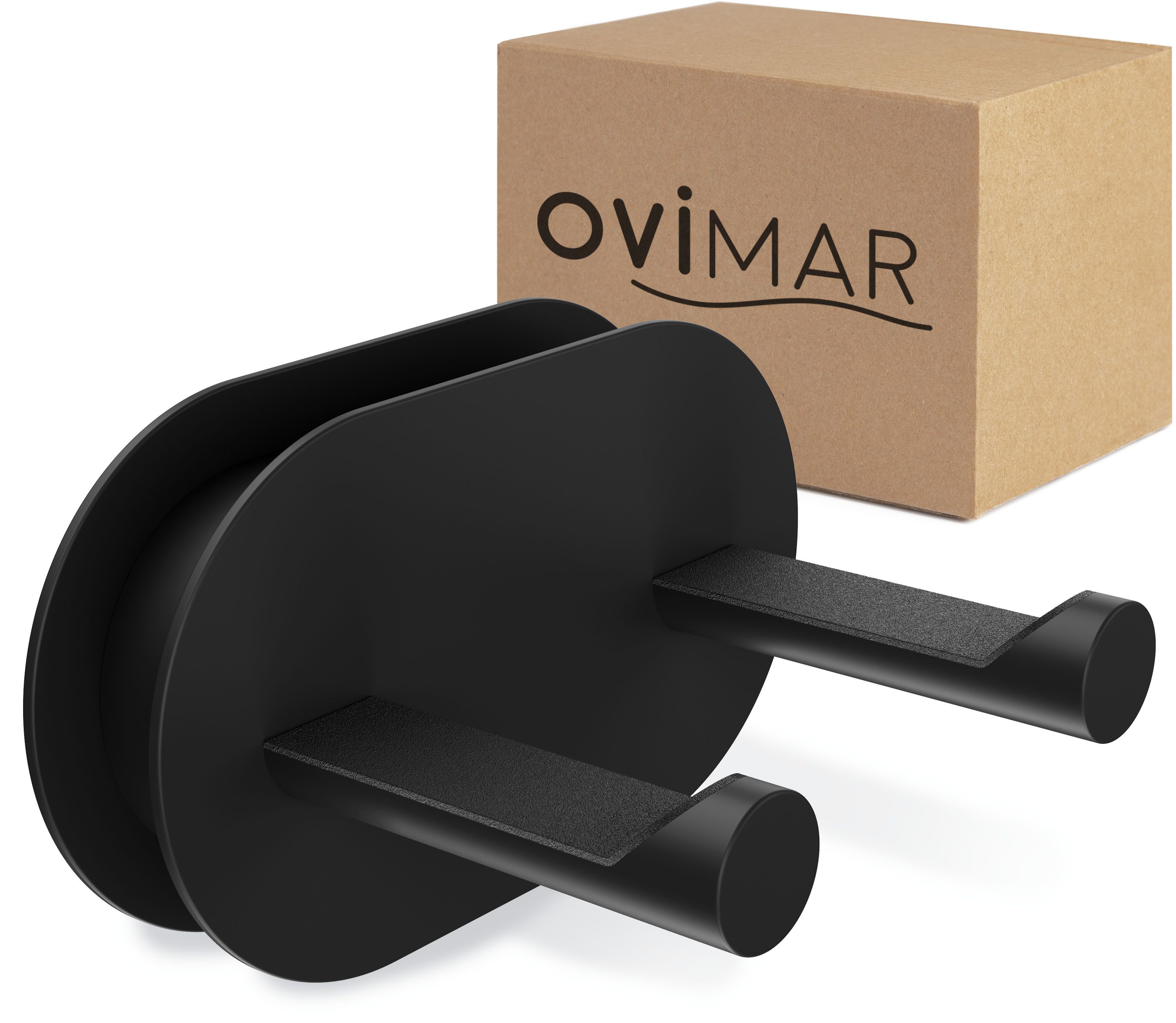 ovimar Haartrocknerhalter Rovaer, (1-tlg., aus Edelstahl in Schwarz zur Zum Kleben)