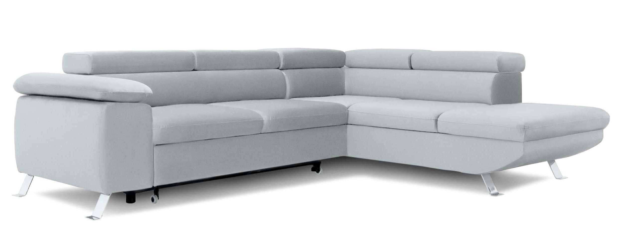 Stylefy Ecksofa Tiara, rechts Eckcouch, Raum Modern Metall, Bettfunktion, frei stellbar, mit mane oder Bettkasten L-Form, und bestellbar, im Design links Kopfteilverstellung