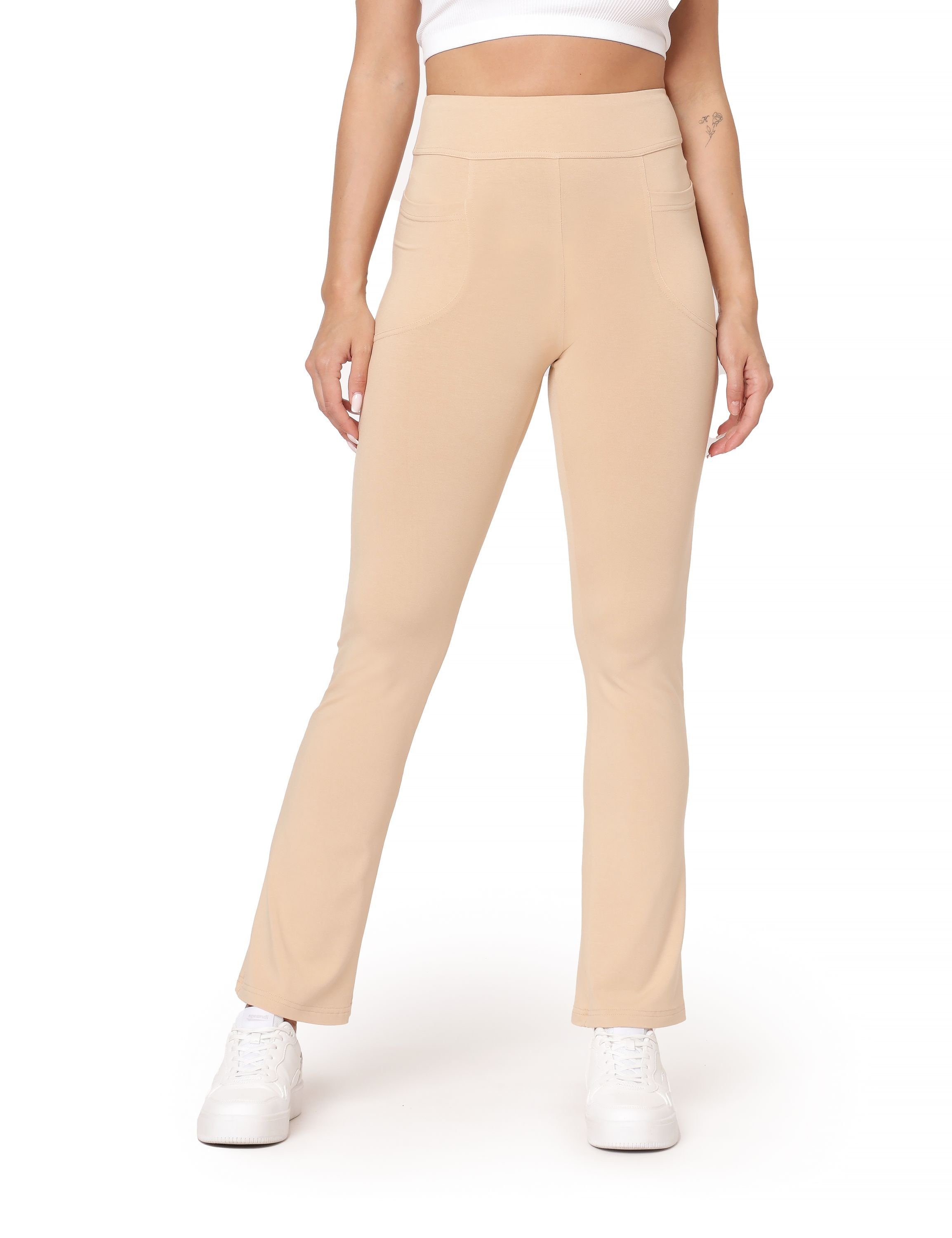 Bellivalini Leggings Damen Yogahose mit ausgestelltem Bein und Taschen BLV50-282 (1-tlg) mit Hoher Taille