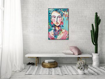 KUNSTLOFT Gemälde Frida in Trad 60x90 cm, Leinwandbild 100% HANDGEMALT Wandbild Wohnzimmer