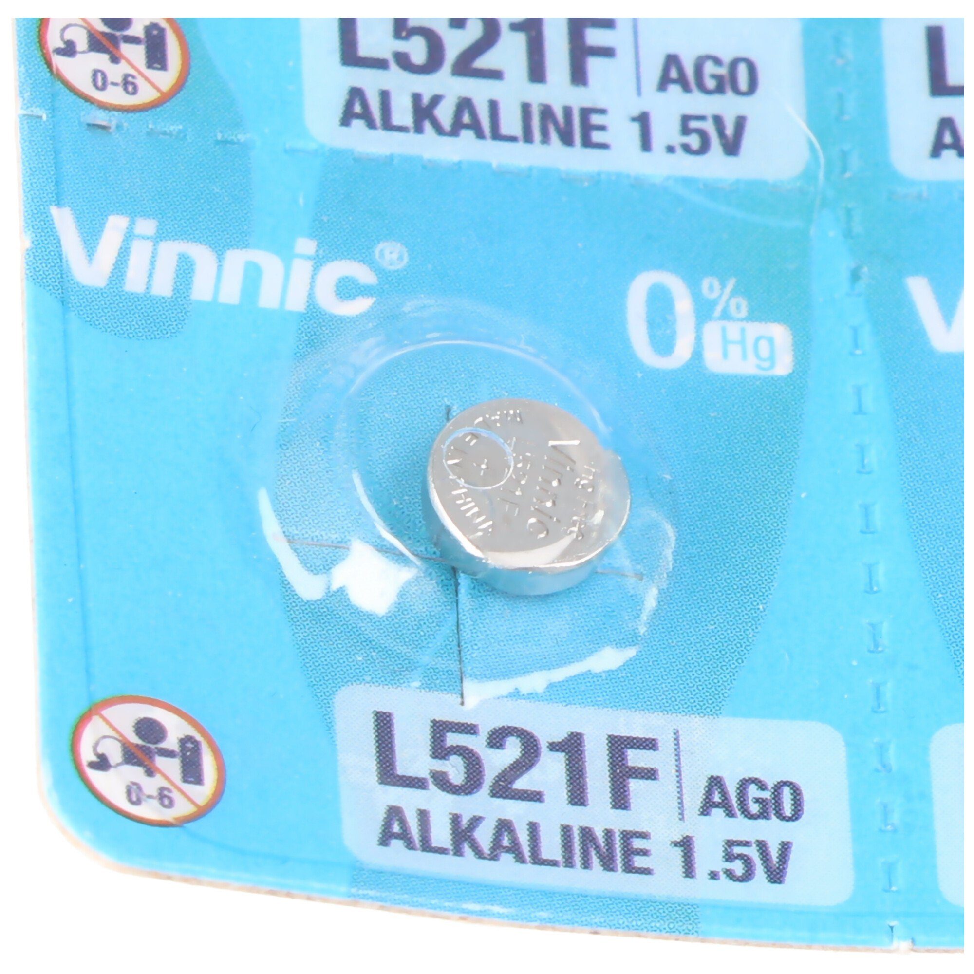 G0, Alkaline Batterie Knopfzelle VINNIC Stück L521, AG0, Knopfzelle 10 384