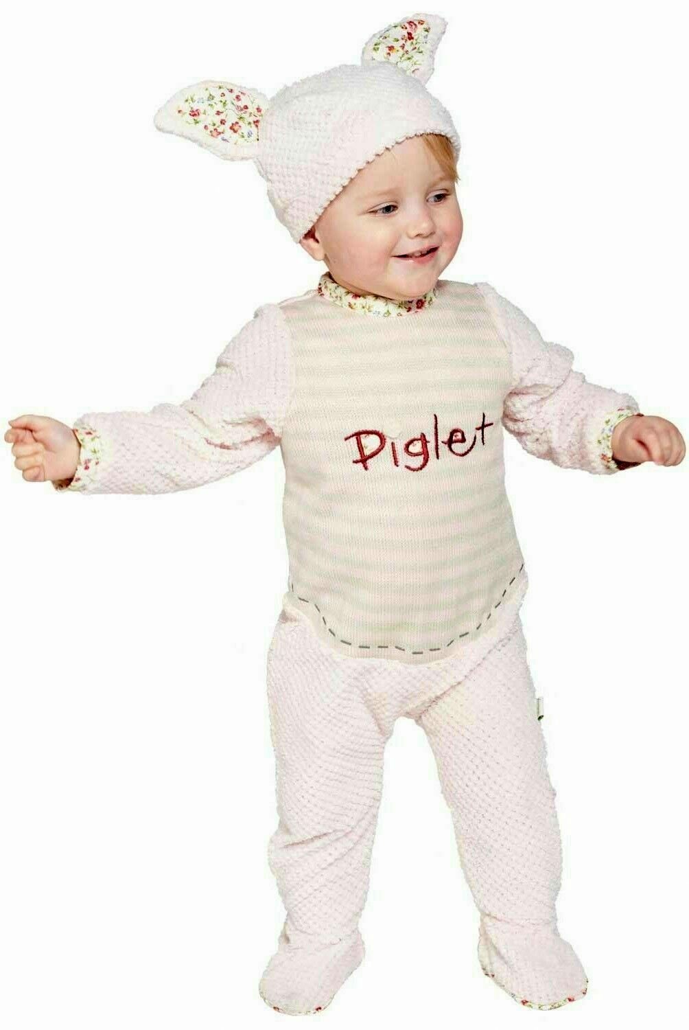 Disney Baby Strampler Piglet Romper Gr.62/68 Plüschstil Overall Kostüm (2-tlg) mit praktischer Klettverschluss