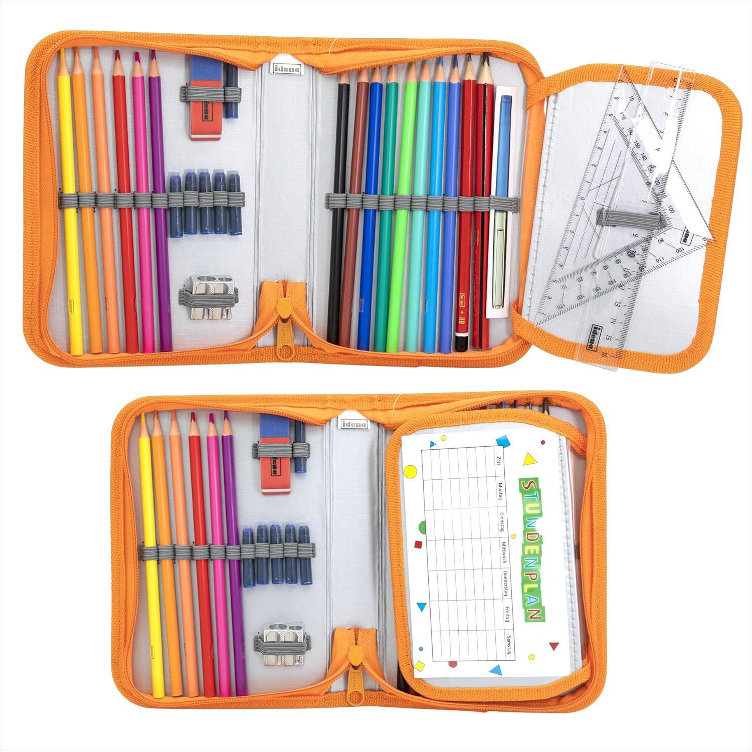 Idena Federmäppchen Idena Federmappe Sound Kopfhörer-Design Gelb-Orange - Komplett-Set 28