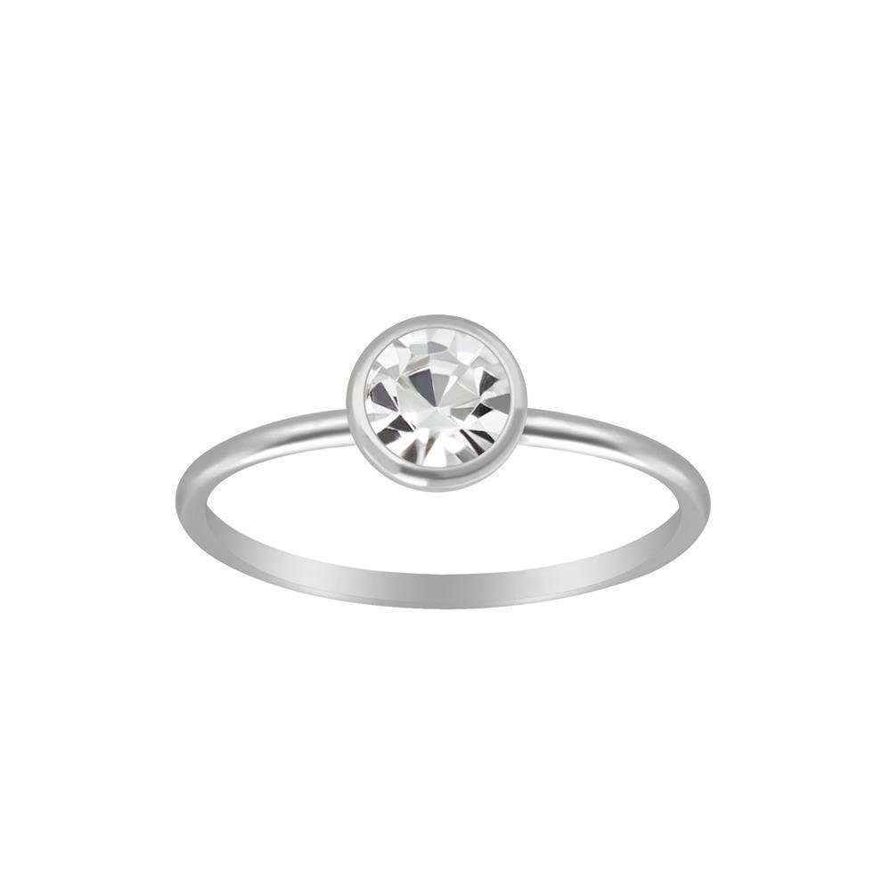 BUNGSA Fingerring Ring mit rundem Kristall aus 925 Silber Damen (Ring, 1-tlg), Frauen Mädchen