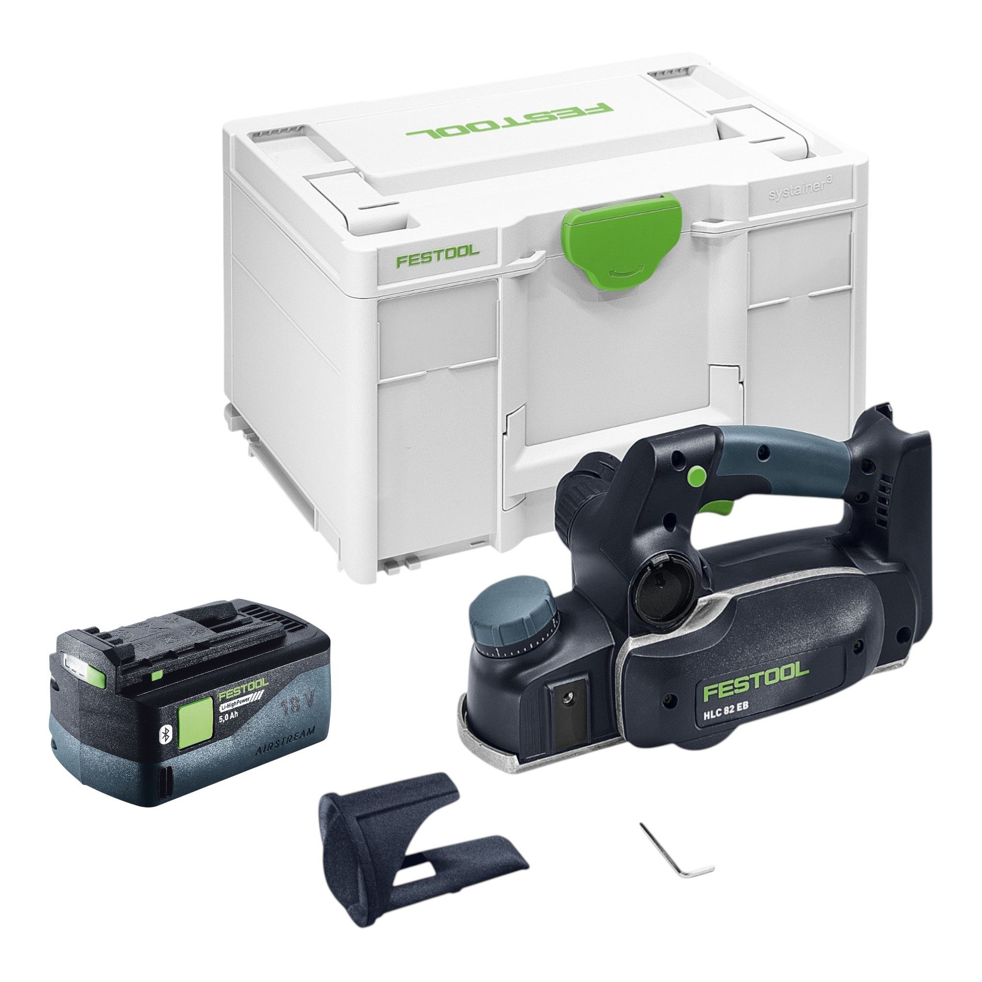 FESTOOL Akku-Elektrohobel HLC 82 EB-Basic Akku Hobel 18 V 82 mm Brushless + 1x Akku 5,0 Ah