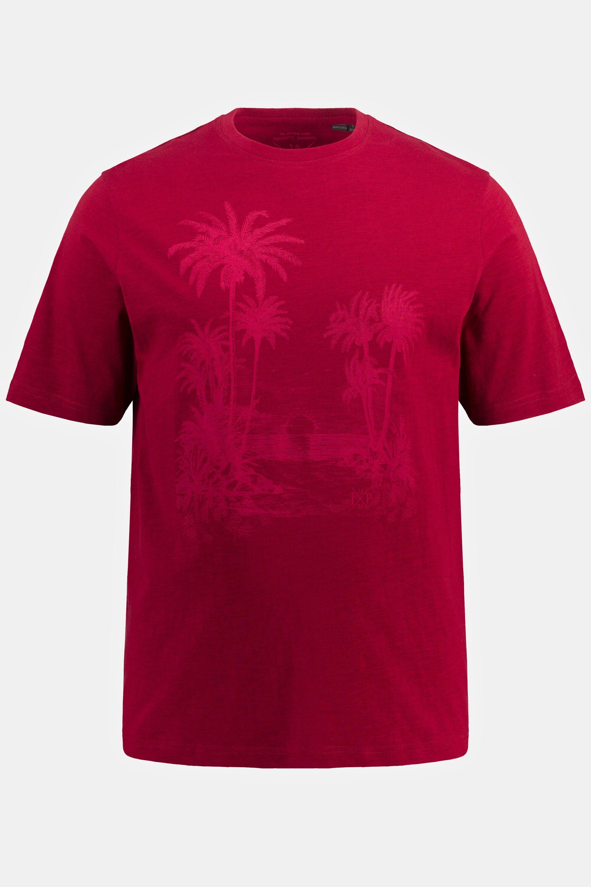 JP1880 T-Shirt T-Shirt Halbarm Print rot Palmen Flammjersey