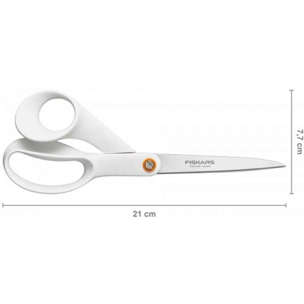 Fiskars Bastelscheren Fiskars Functional Form Universalschere 21cm, weiß, (Packung, 1-tlg., Universalschere 1020412), Hochwertiger Edelstahl mit einstellbarem Druck