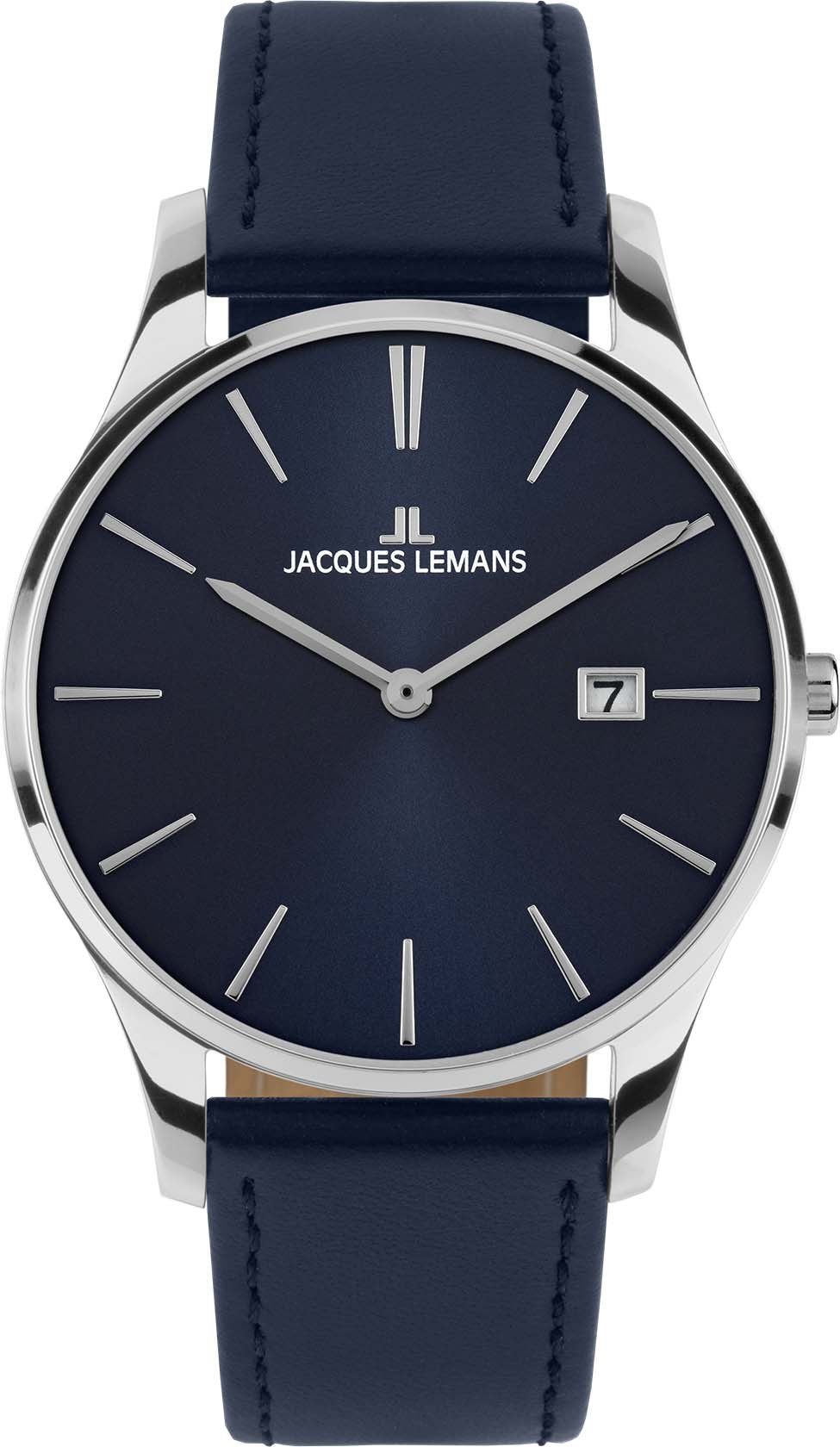 Jacques Lemans Quarzuhr London, 1-2122C, Armbanduhr, Damenuhr, Datum, gehärtetes Crystexglas