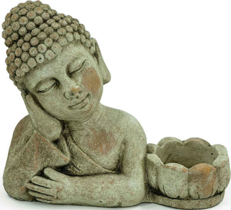 NOOR LIVING Kerzenhalter Buddha (1 St), aus Zement