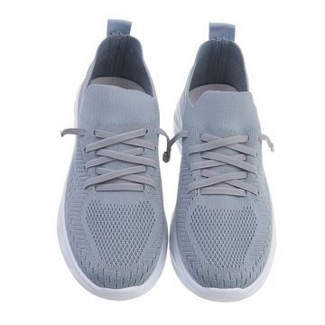 Ital-Design Damen Low-Top Freizeit Sneaker Flach Sneakers Low in Grau
