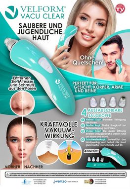 Velform® Porenreiniger Vacu Clear, 6-tlg., Porensauger Gesicht mit 4 Aufsätzen, saubere und jugendliche Haut