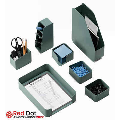 Organizer Grün, Design Bürobedarf, Desktop-Set, Stiftehalter Ablage (Premium Dokumentenhalter aus recyceltem Material)