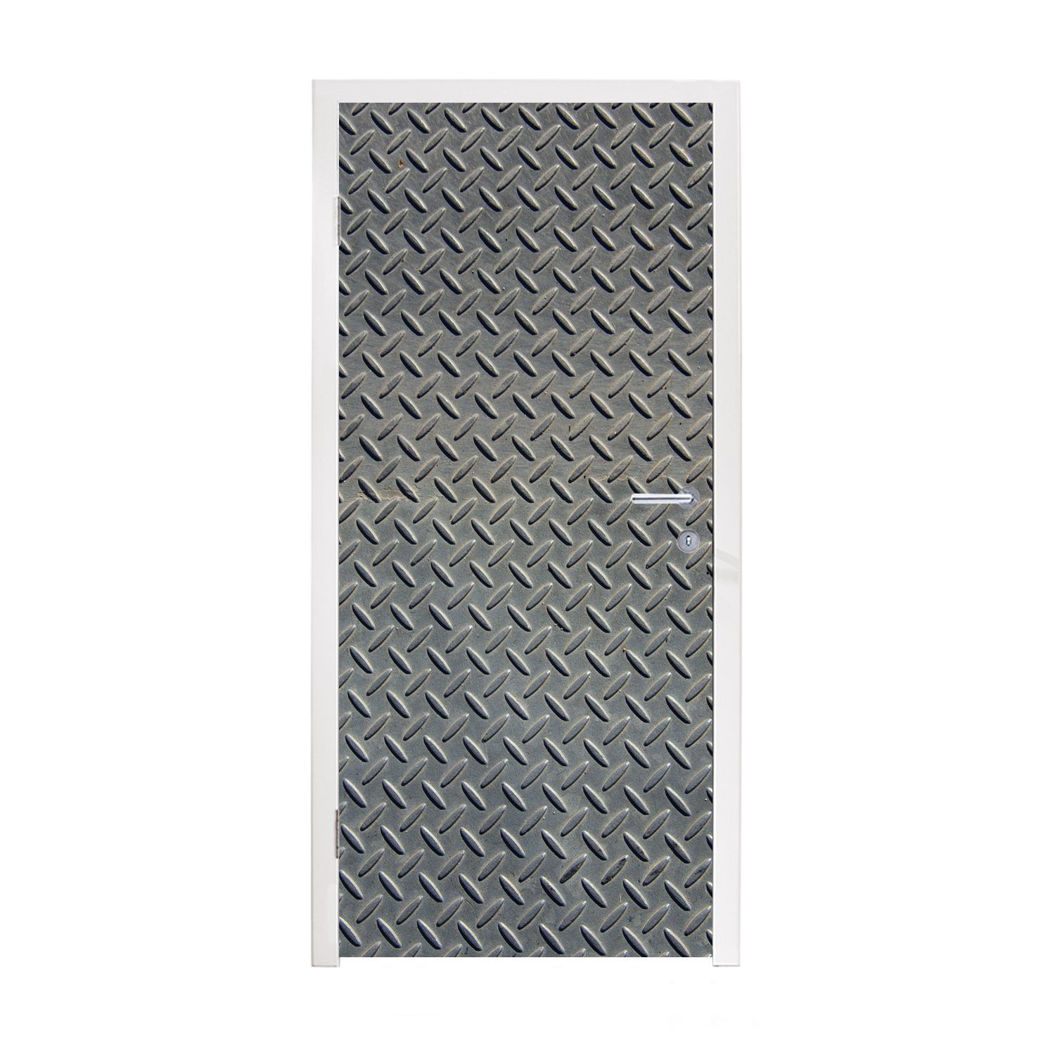 MuchoWow Türtapete Metalldruck - Anti-Rutsch - Grau, Matt, bedruckt, (1 St), Fototapete für Tür, Türaufkleber, 75x205 cm