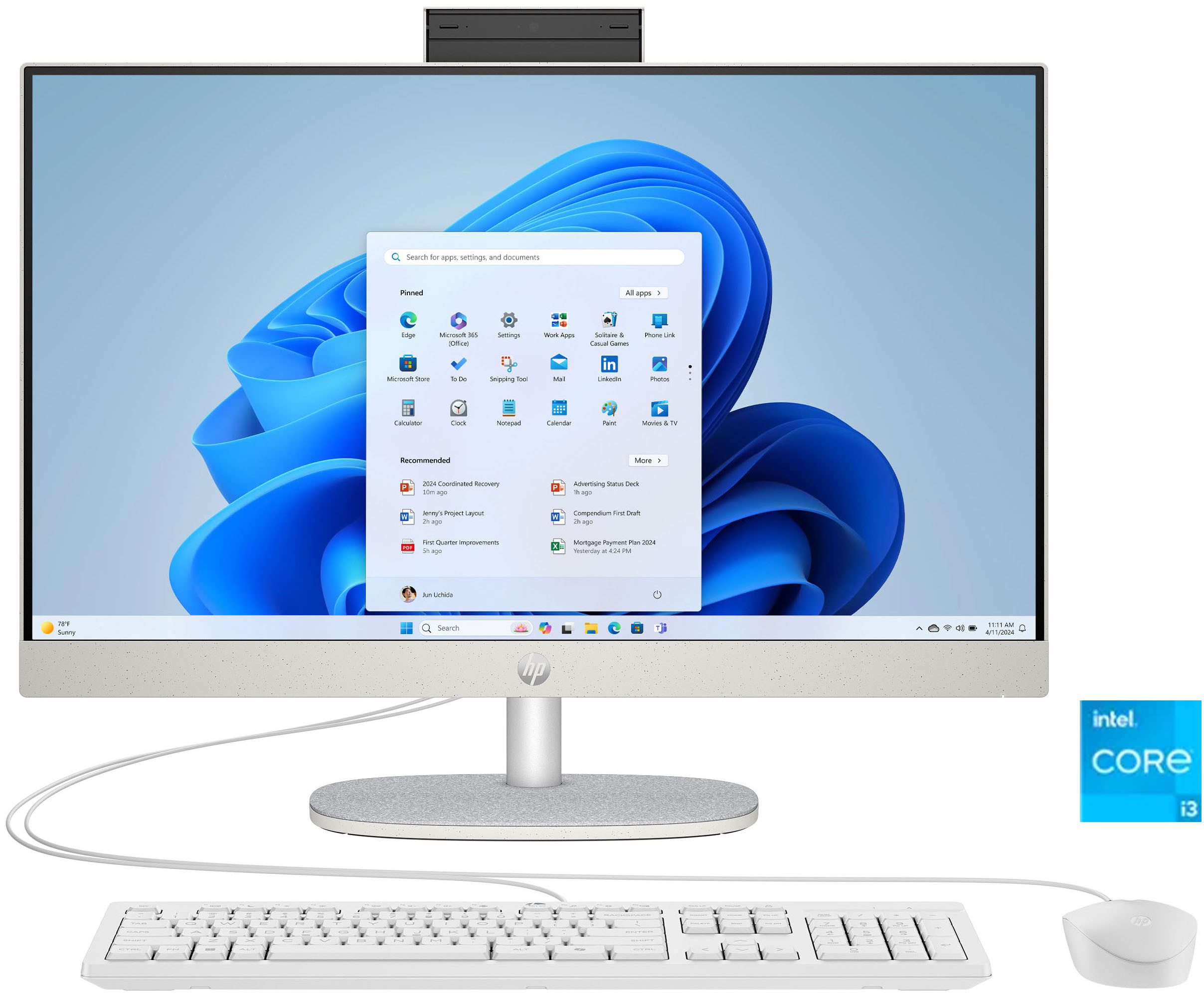 HP 24-cr0205ng All-in-One PC (23,8 Zoll, Intel Core i3 1315U, UHD Graphics, 8 GB RAM, 512 GB SSD)