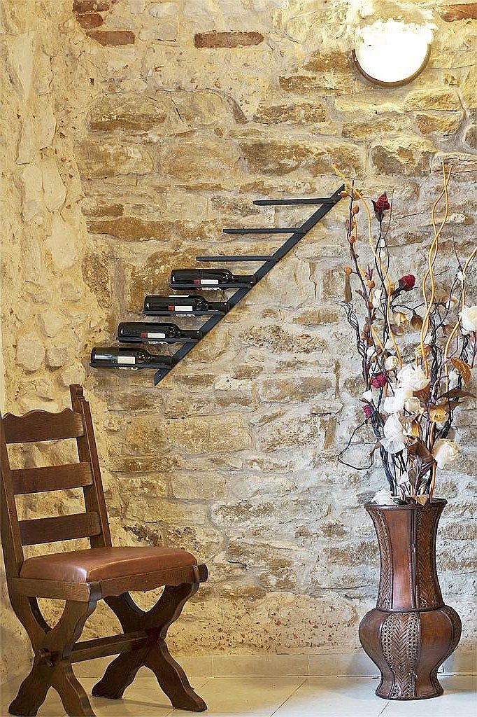 DanDiBo Weinregal Metall Schwarz Diagon 100 cm Flaschenhalter Flaschenständer Wandregal