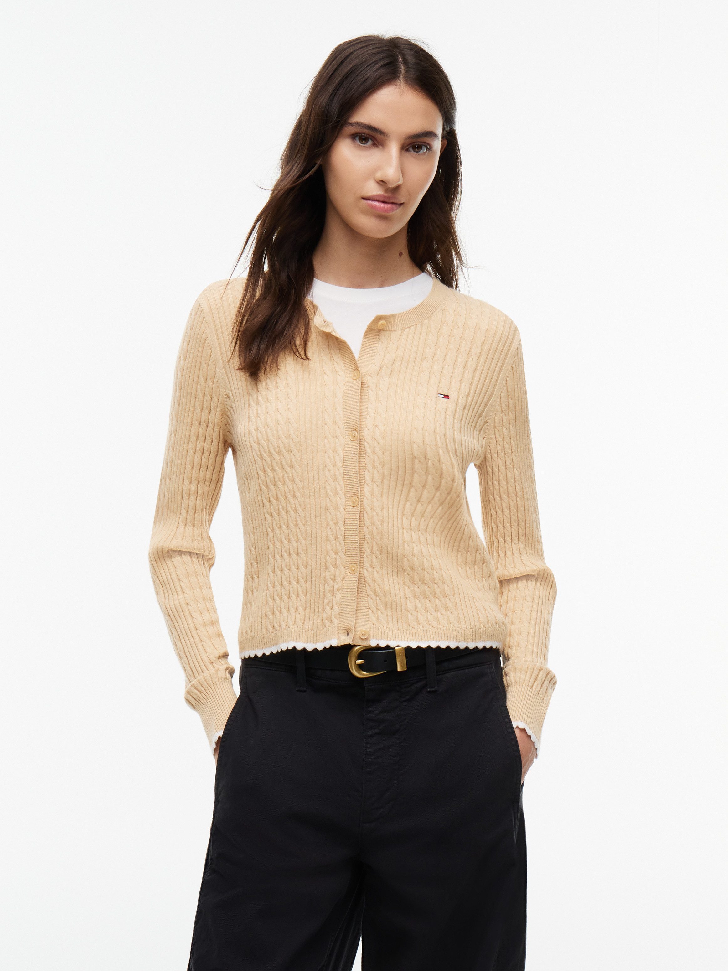 Tommy Jeans Strickjacke TJW CABLE CREW NECK CARDIGAN EXT Viskosemischung, mit Zopfmuster