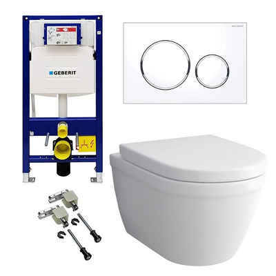 Alpenberger WC-Komplettset - Toilette mit Spülkasten - Vorwandelement WC Set Komplett Geberit, Wandmontage, (Spülrandloses WC - Bidet WC WC mit Bidet Funktion), Hänge WC mit WC Sitz mit Absenkautomatik