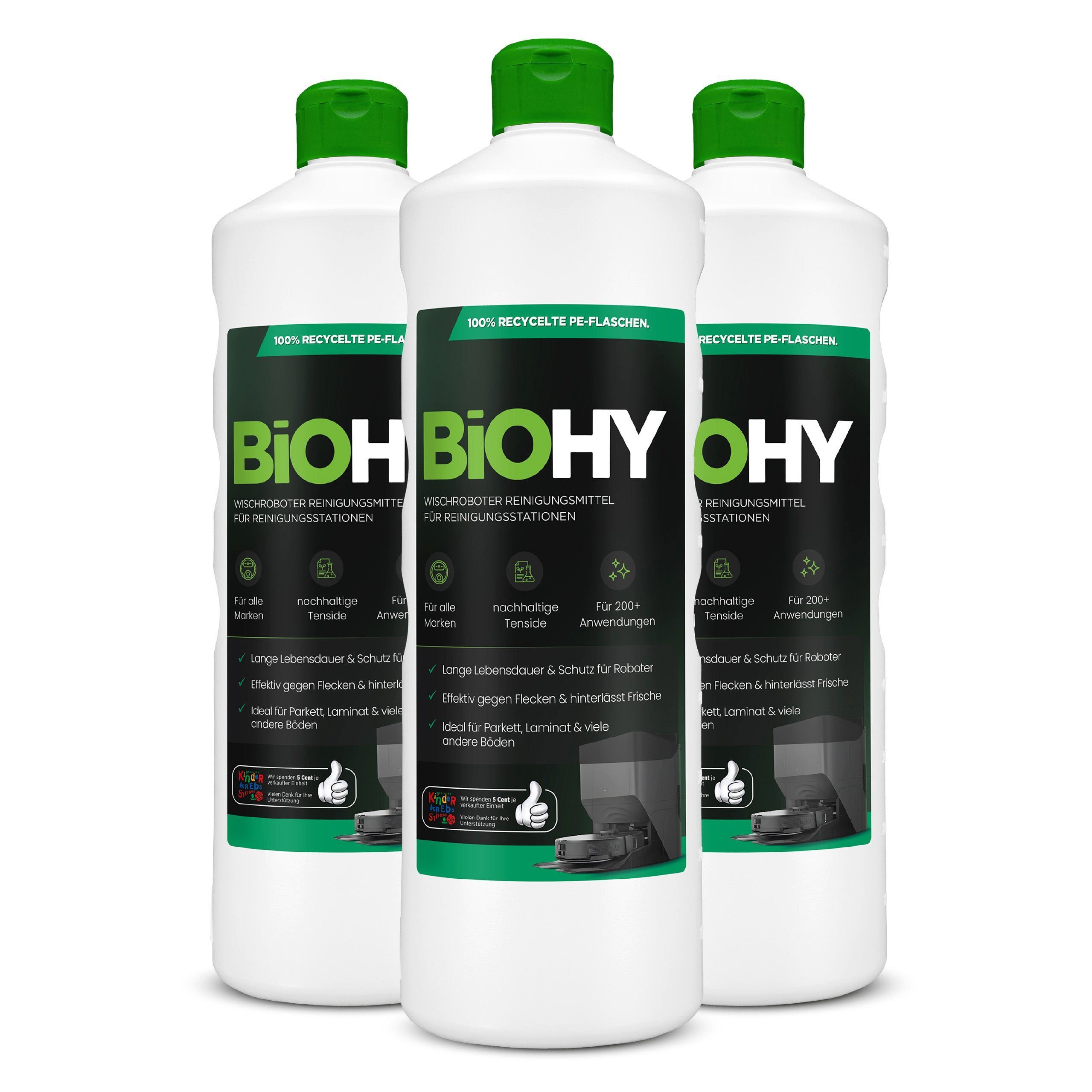 BiOHY Hartbodenreiniger Wischroboter Reinigungsmittel für Reinigungsstationen 3er Pack...