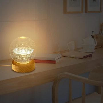 zggzerg LED Nachtlicht 3D-Kristallkugel-Nachtlicht, warmer mit LED-Lichtbasis, USB-betrieben