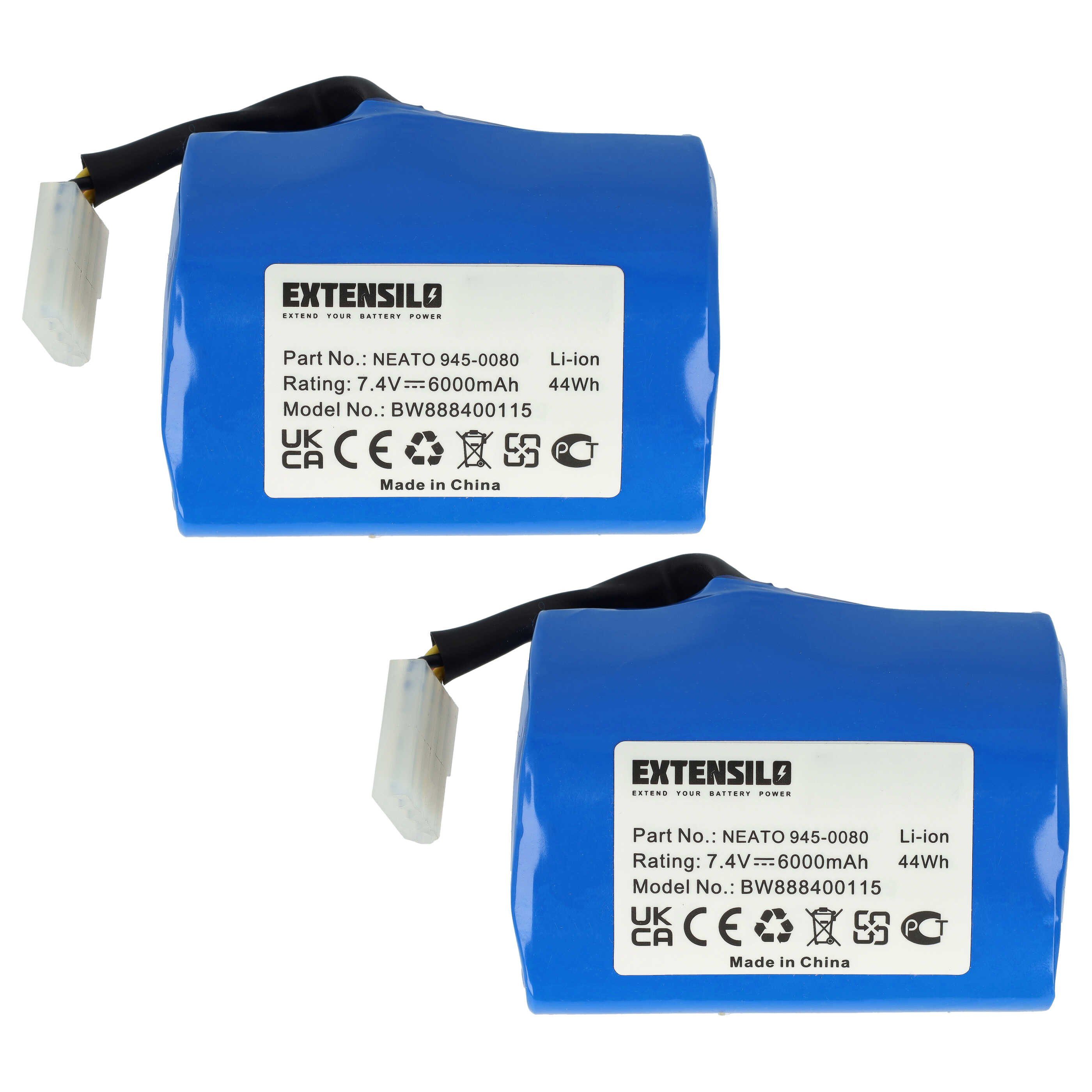 Extensilo Ersatz für Neato 945-0024, 945-0006, 205-0001, 945-0005 für Staubsauger-Akku Li-Ion 6000 mAh (7,4 V)