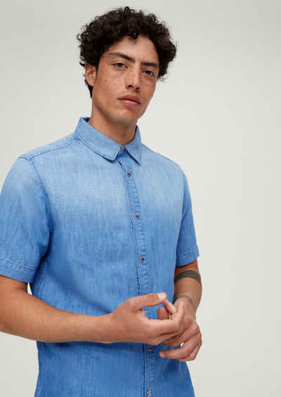 s.Oliver Kurzarmhemd Slim: Hemd aus Leinenmix Waschung
