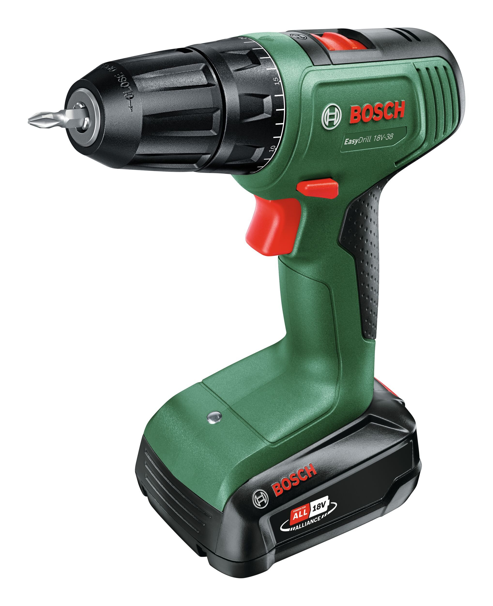 BOSCH Akku-Bohrschrauber EasyDrill 18V-38, 18 V, max. 430 U/min, Mit 1x Akku 1,5 Ah - im Tragekoffer