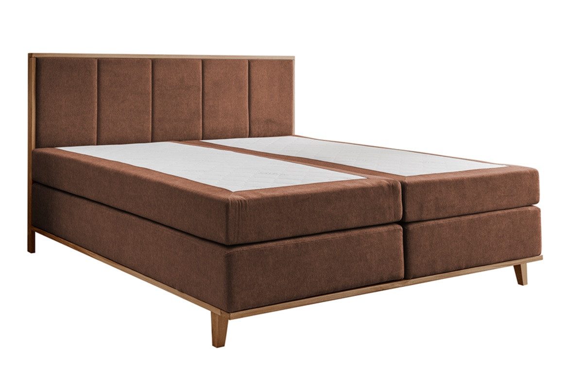 Main Möbel Boxspringbett Boxspringbett 'Niklas' 180x200cm Eiche Stoff braun