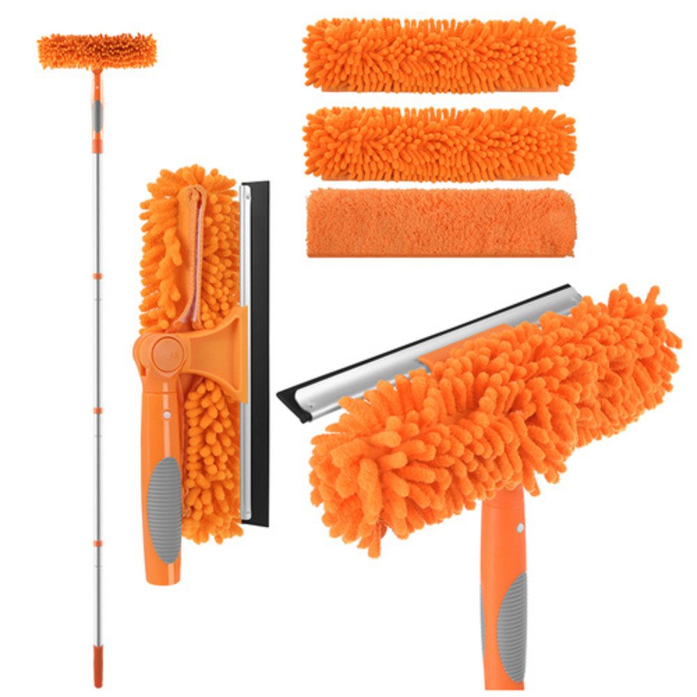 Ruhhy Fensterreiniger Fensterwischer Teleskop-Fensterreiniger, (1-St., Spar-Set, 180) Hochwertiges 3-in-1 Fensterreiniger-Set aus leichtem Aluminium