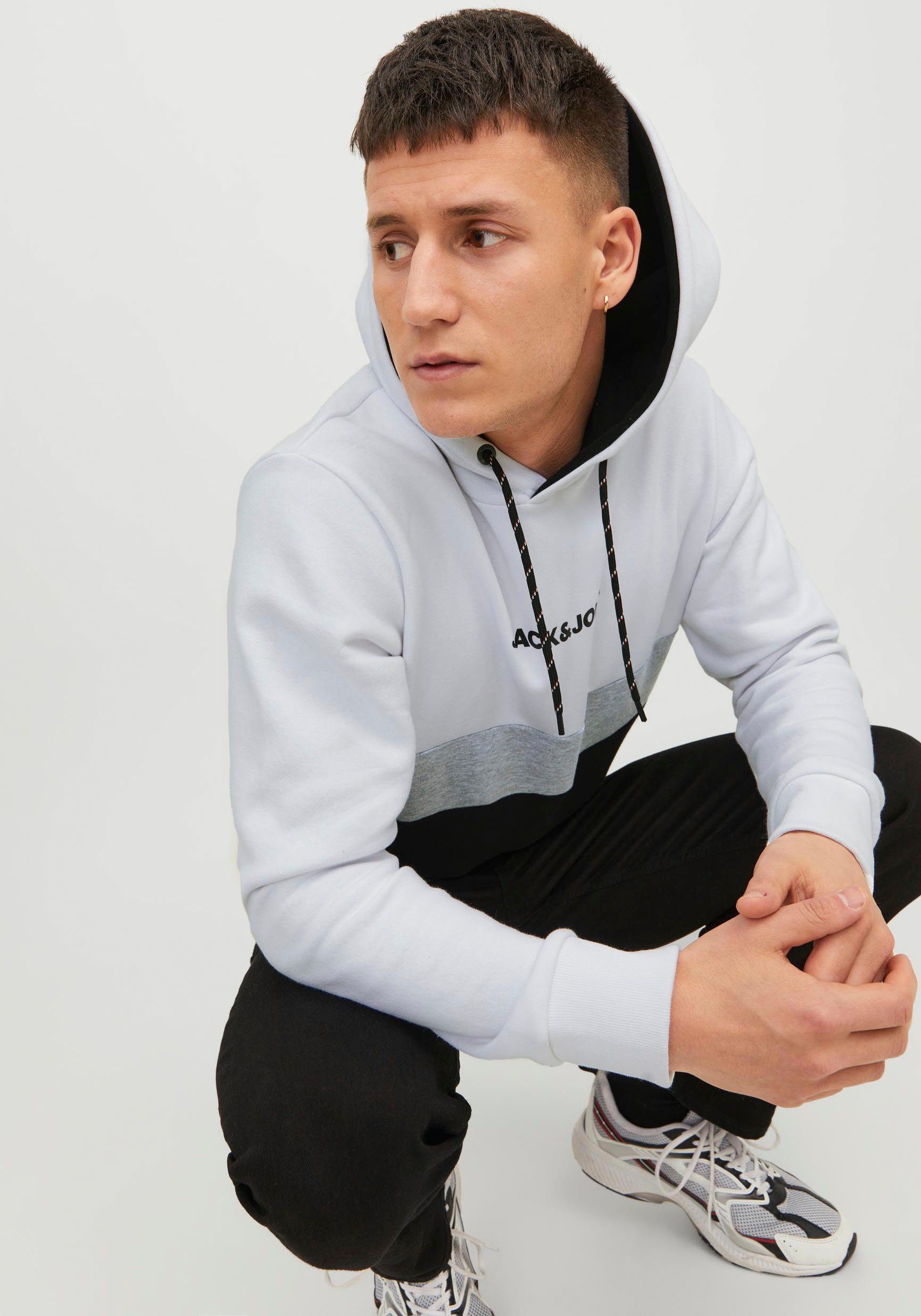 HOOD & BLOCKING NOOS SWEAT Kapuzensweatshirt Jones White Jack JJEREID