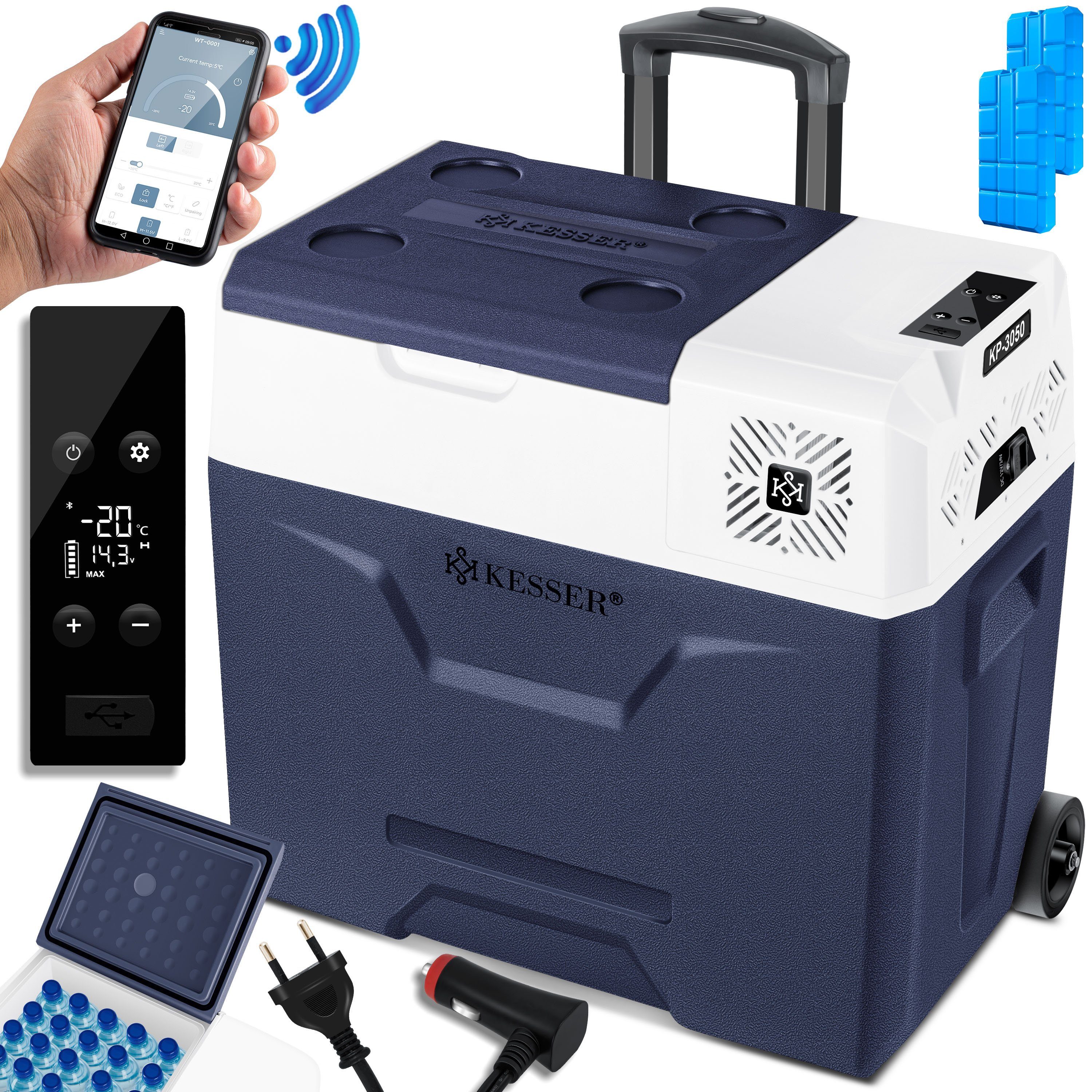 KESSER Kühlbox, 50 l, Kompressor Kühlbox elektrisch Gefrierbox, Mit APP-Steuerung