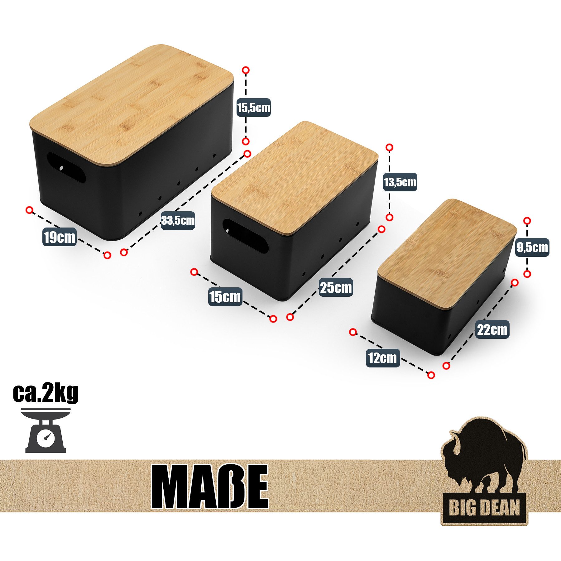 BigDean Kartoffelkiste 3er Set Kartoffel Aufbewahrungsbox für Kartoffel, Zwiebel & Knoblauch (Set, 6 St., Gemüseboxen), Stapelbar, Robuster Verzinkter Stahl, Belüftet, Rutschfest