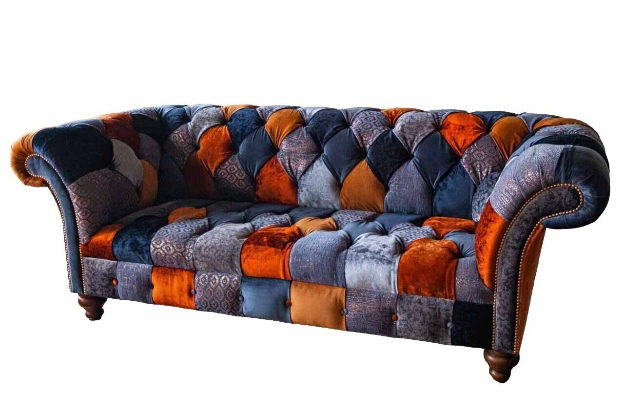 Polster Europe Made Sitzer in Chesterfield Luxus 3 Textil Couch Sofa Sofa Sitz, JVmoebel Samt