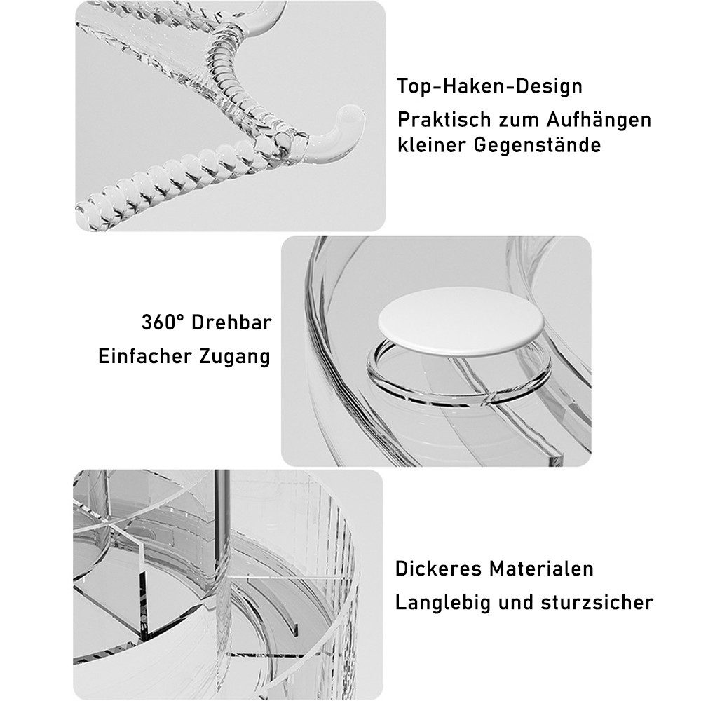TUWENA Make-Up Organizer Make Up Organizer, 360° Kosmetik Organizer, Größer Skincare Organizer, Schmink Aufbewahrung für Dresser Schlafzimmer Badezimmer als Geschenk
