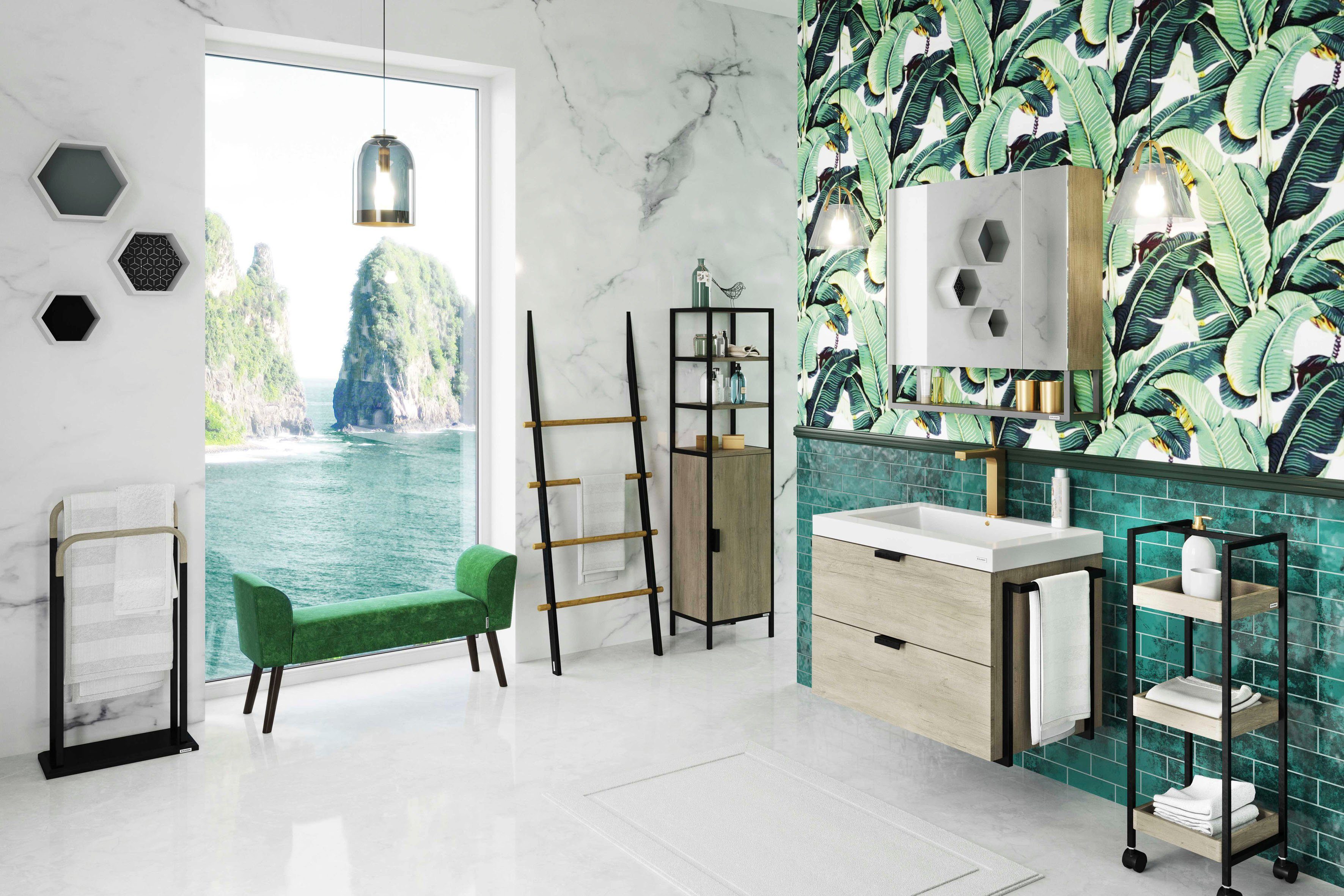 PLAYBOY Waschtisch JANICE, mit Waschbecken und Handtuchhaltern