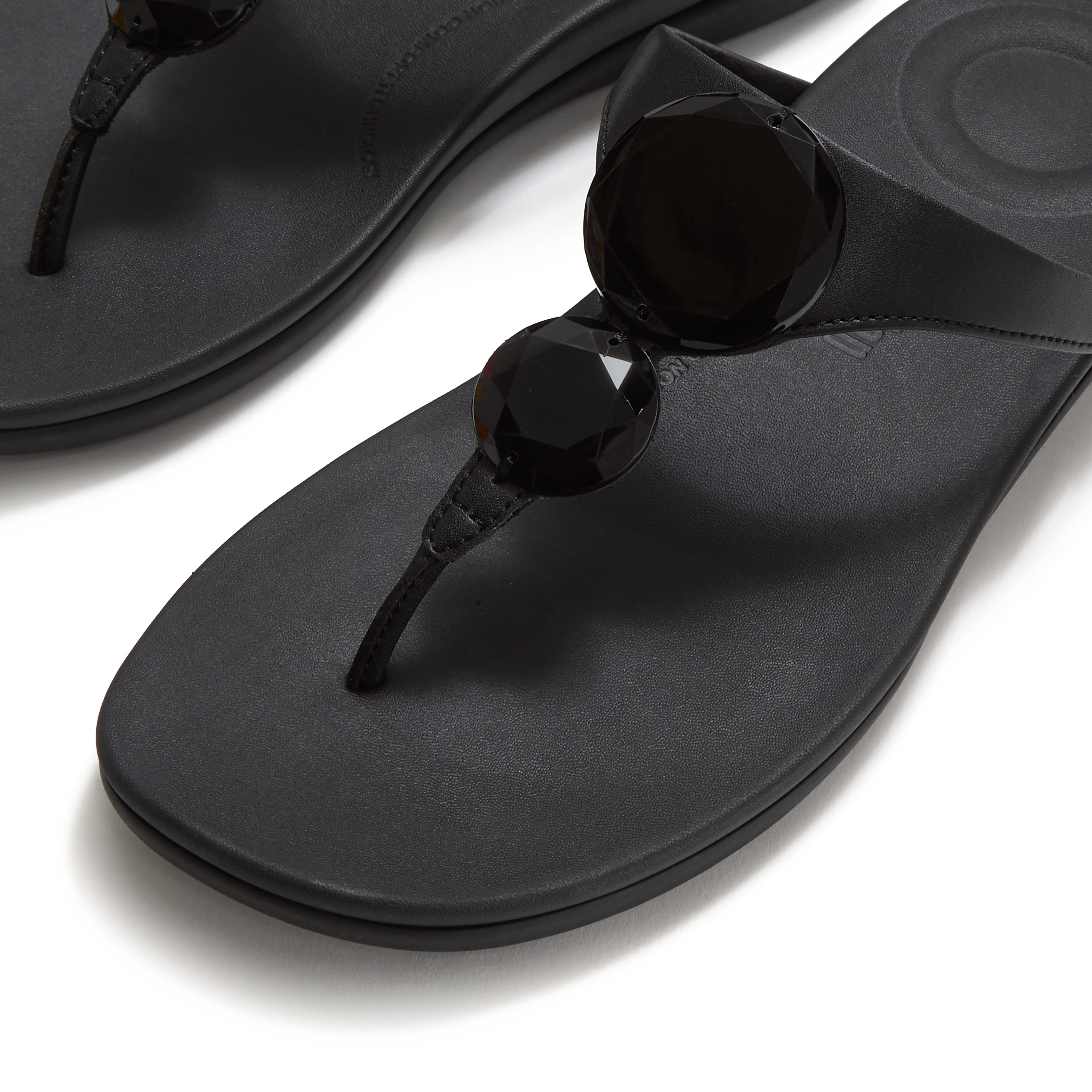 Fitflop SOLAY GLOSSY-DISC TOE-POST SANDALS Zehentrenner Dianette, Sommerschuh mit Metallic Detail