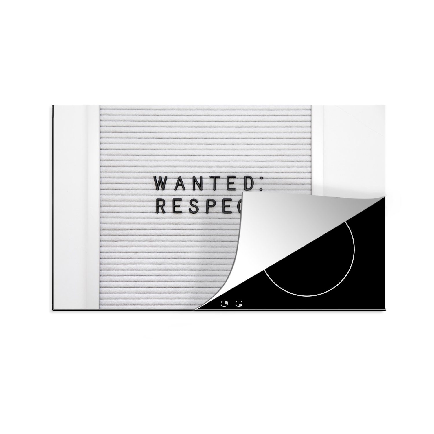 MuchoWow Herdblende-/Abdeckplatte Ersucht: Respekt, Vinyl, (1 tlg), 81x52 cm, Induktionskochfeld Schutz für die küche, Ceranfeldabdeckung