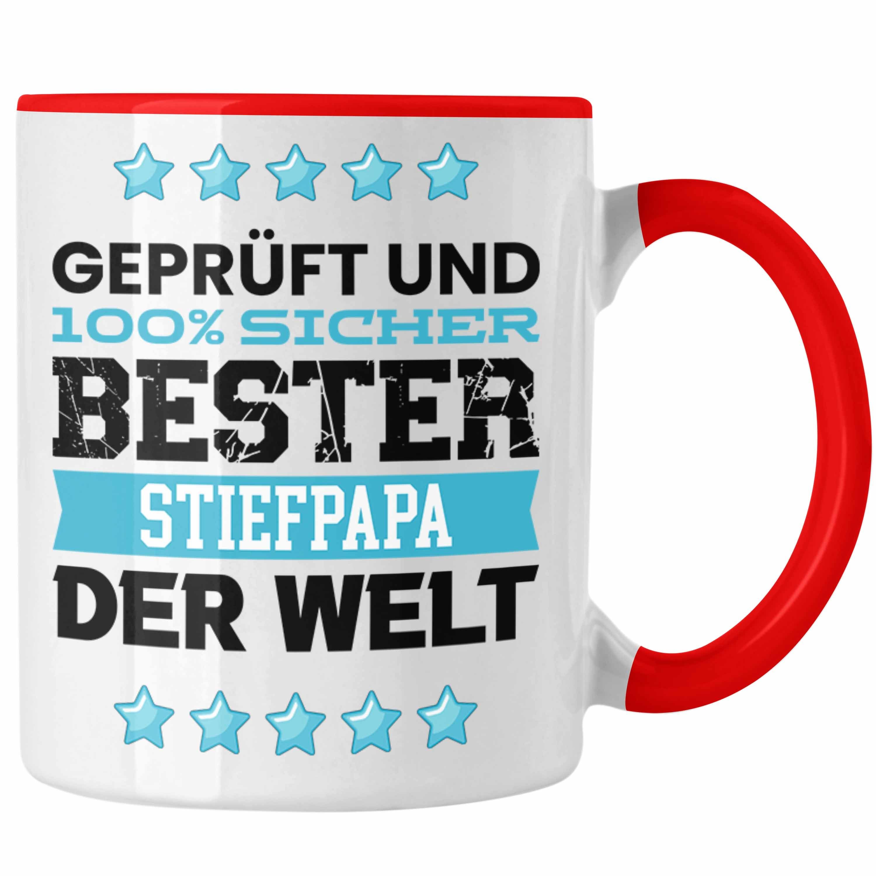 Trendation Tasse Trendation - Bester Stiefpapa Der Welt Geschenk Tasse für Stief Papa G Rot