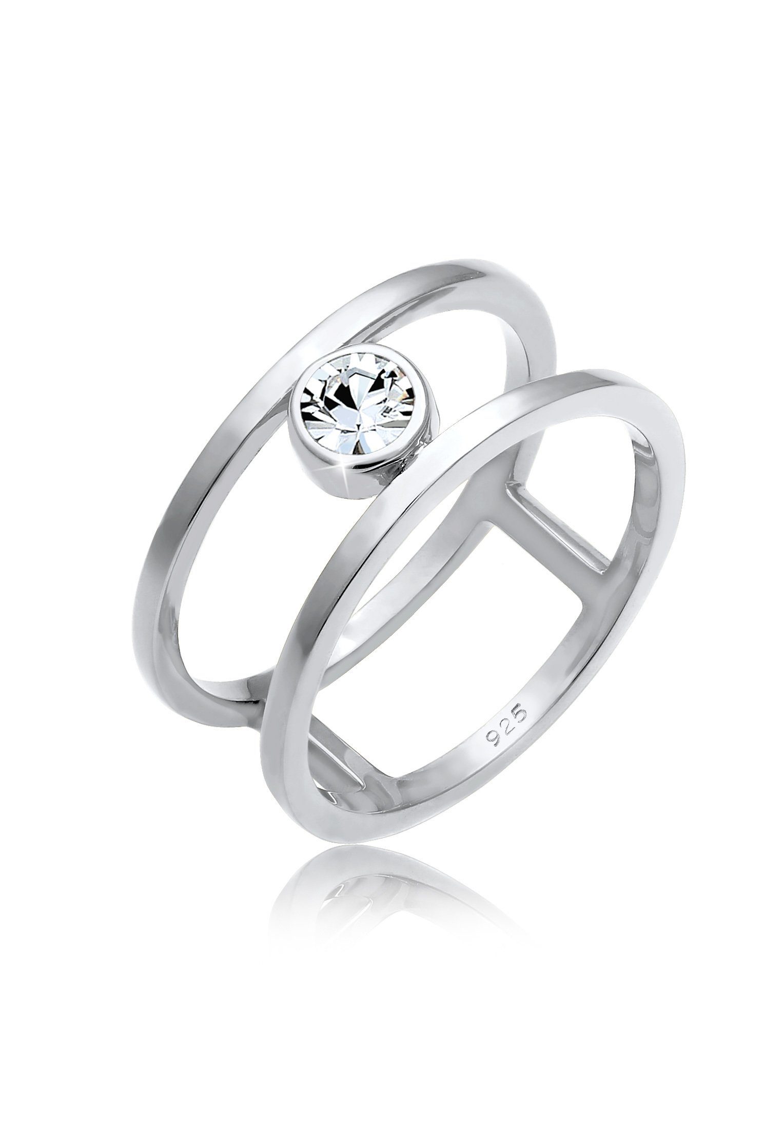 Fingerring Doppelring mit Kristalle von Swarovski® 925 Sterling Silber